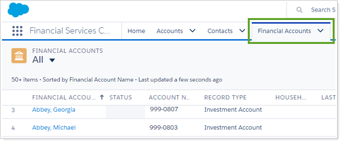 Salesforce: View Financial Accounts in Salesforce